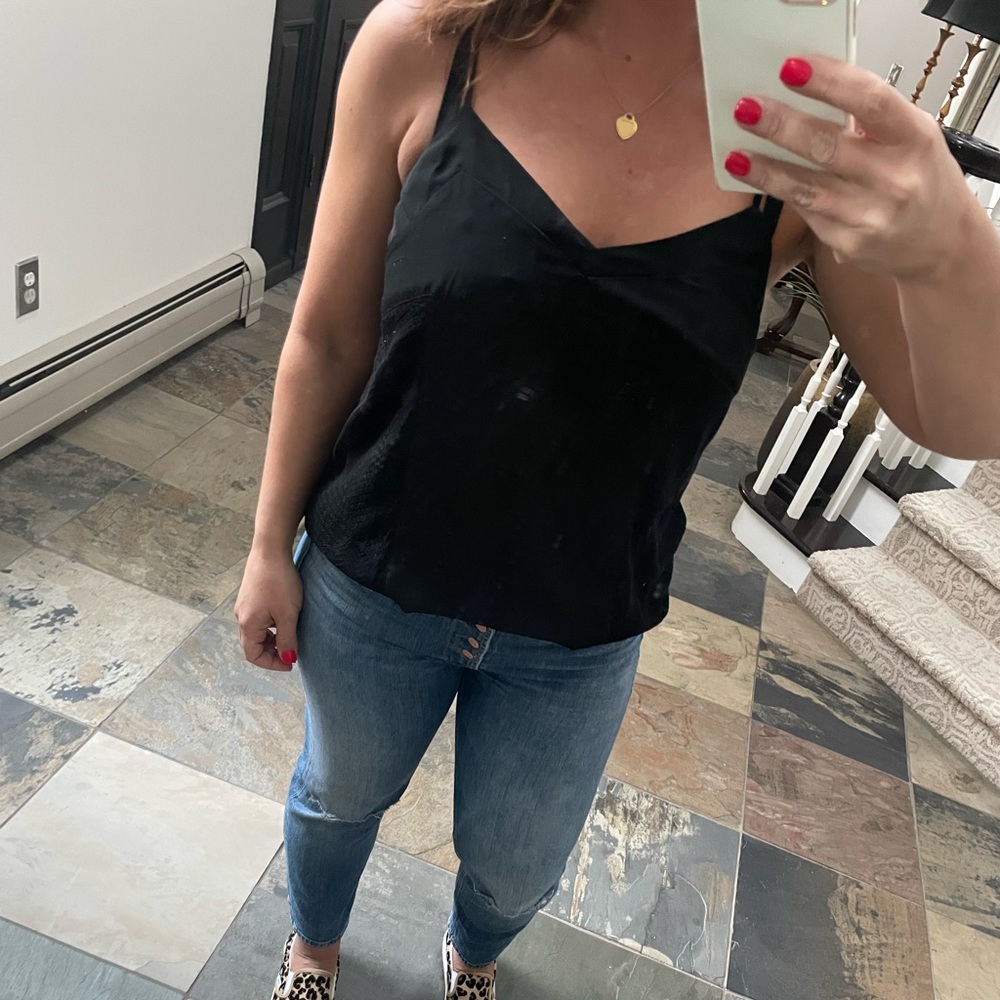 Black dress top with side lace detail